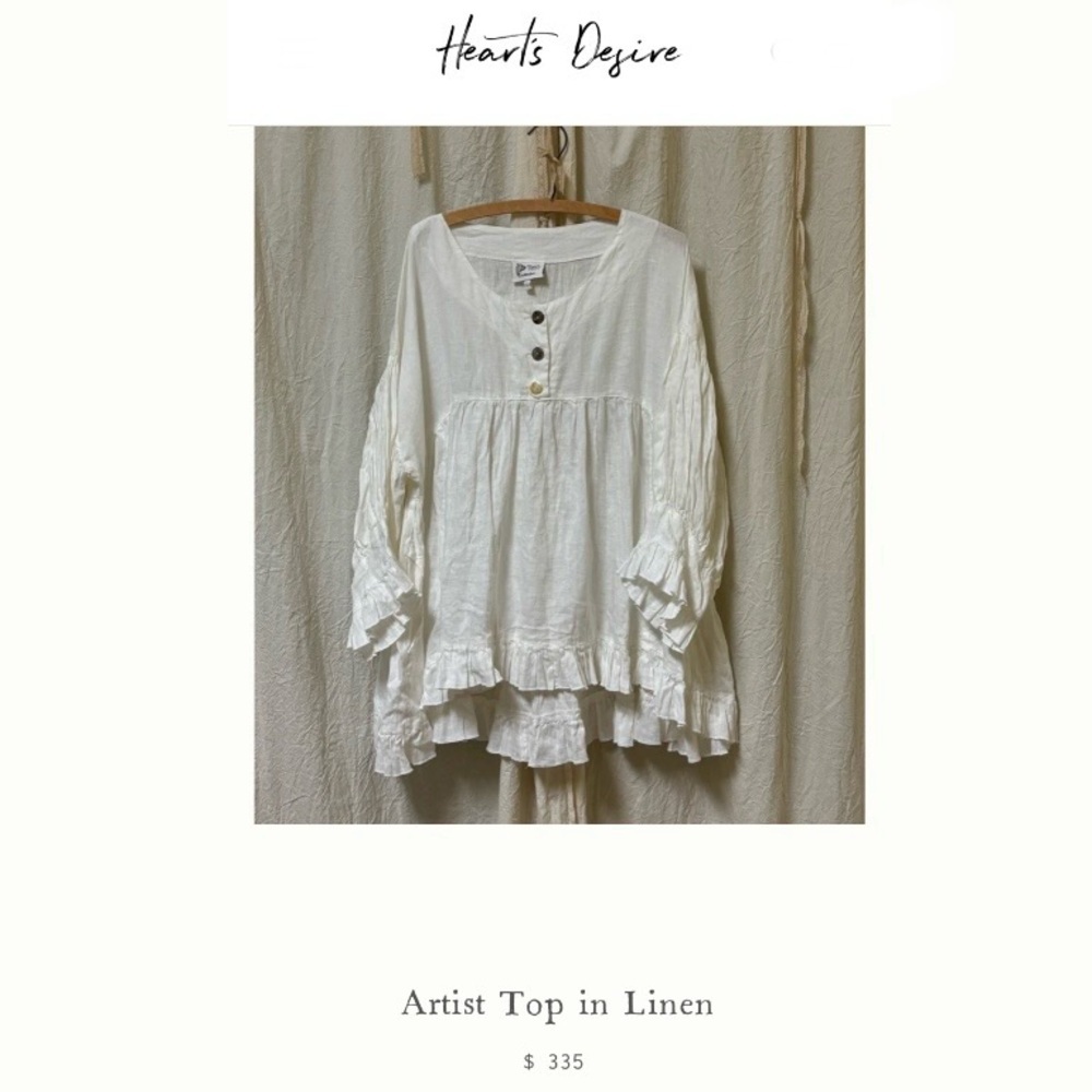 Heart’s Desire by Mary Grace Linen Artist Top Size XL Sage Green Like New - Picture 3 of 16